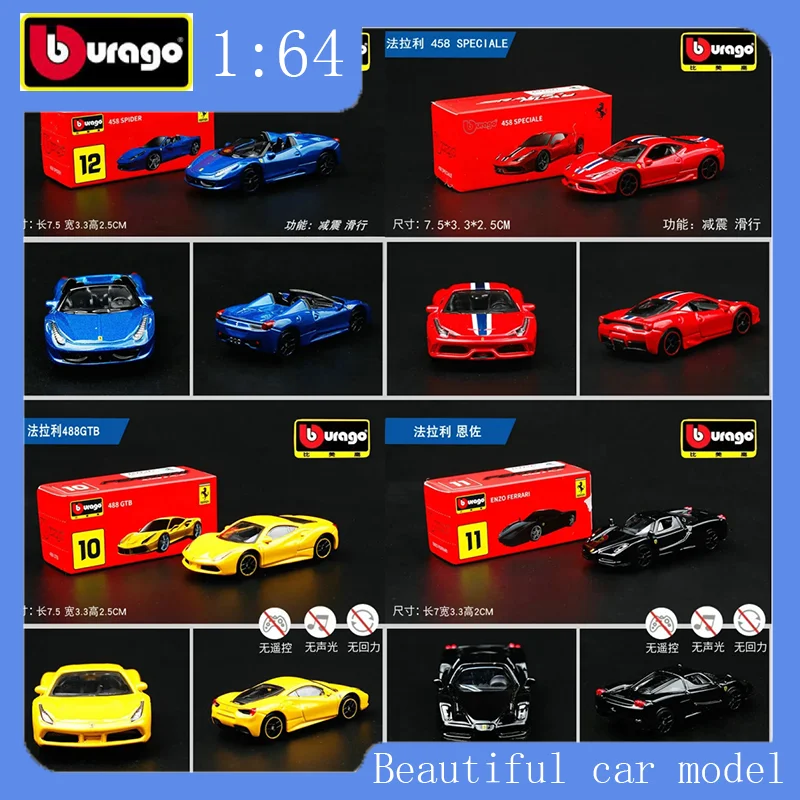 BBURAGO 1:64 Ferrari 458, имитация спортивного автомобиля, модель автомобиля из сплава, коллекция игрушечных моделей автомобилей, украшения, натуральная
BBURAGO 1:64 Ferrari 458, имитация спортивного автомобиля, модель автомобиля из сплава, коллекция игрушечных моделей автомобилей, украшения, натуральная
