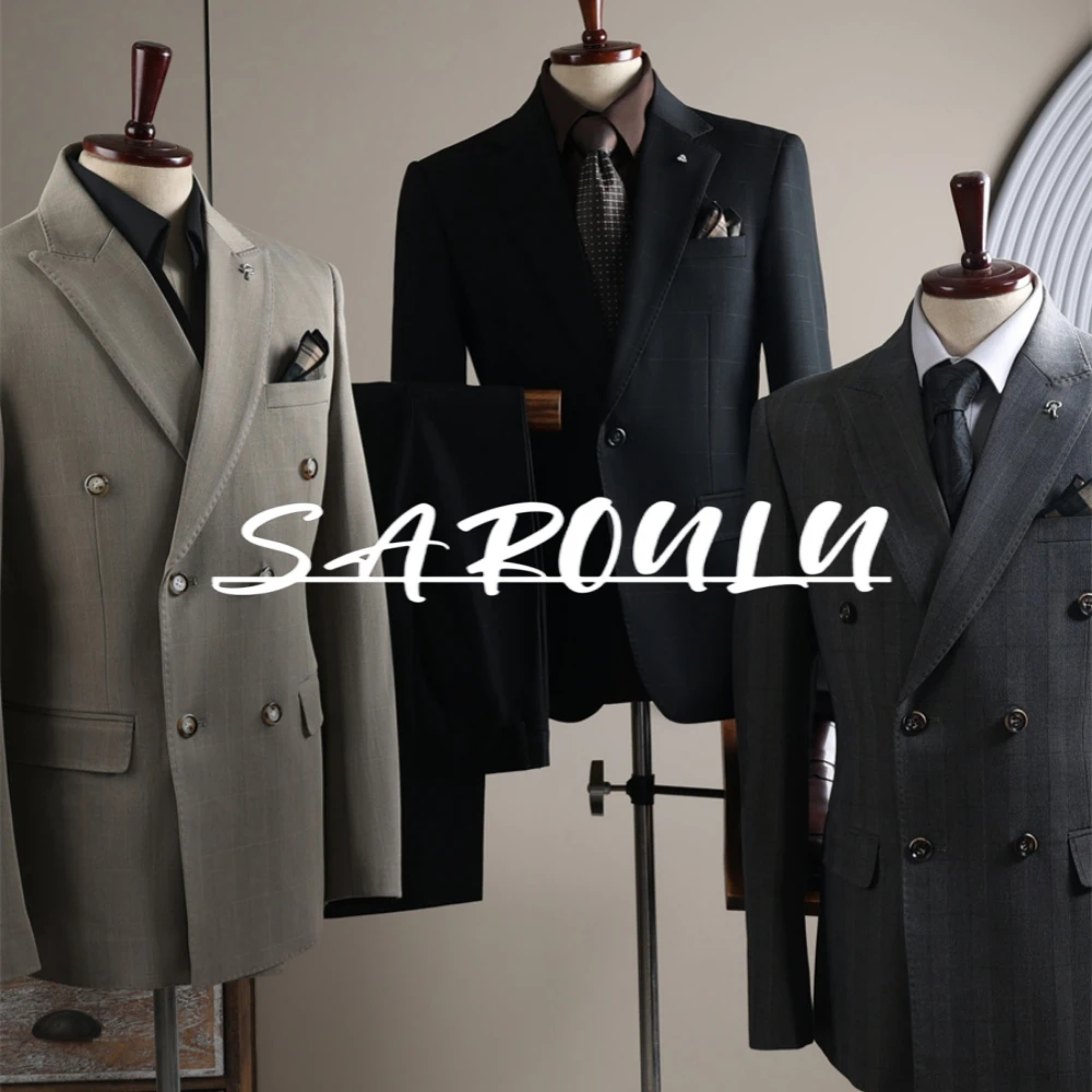 Fashion Double Breasted Coat Handsome Jacket Gentleman Peak Lapel Suit For Men Patterned Groom Wear Office Business Tuxedo
Fashion Double Breasted Coat Handsome Jacket Gentleman Peak Lapel Suit For Men Patterned Groom Wear Office Business Tuxedo