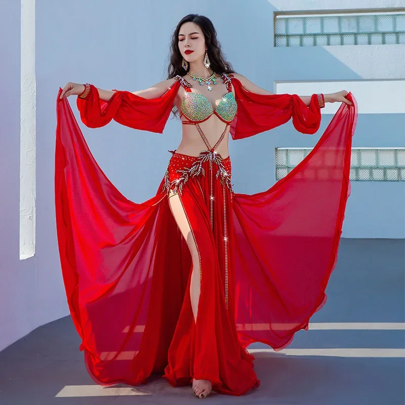 Woman High-End Satin Belly Dance Performance Costume 2PCS Bra& Long Skirt Oriental Belly Dance Diamond-Studded Set New Arrival
Woman High-End Satin Belly Dance Performance Costume 2PCS Bra& Long Skirt Oriental Belly Dance Diamond-Studded Set New Arrival