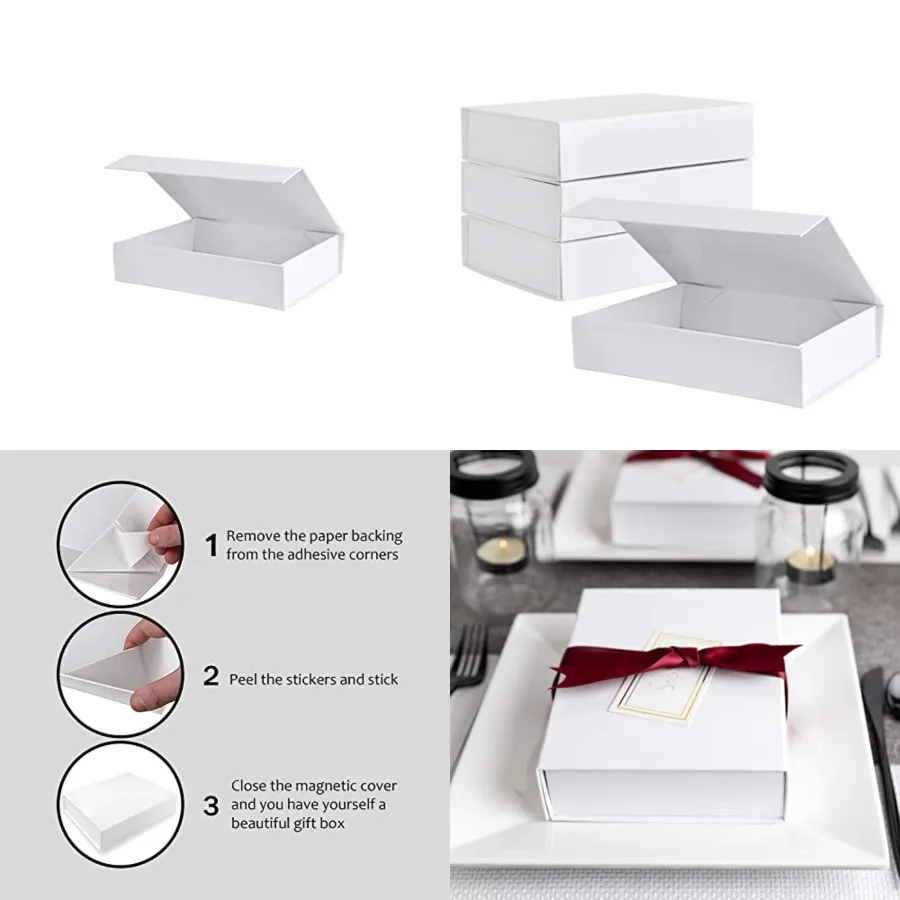 White Hard Gift Box with Magnetic Closure Lid 7 x 5 x 1.6 Rectangle Small Boxes For Gifts With White Glossy Finish 10 Boxes
White Hard Gift Box with Magnetic Closure Lid 7 x 5 x 1.6 Rectangle Small Boxes For Gifts With White Glossy Finish 10 Boxes