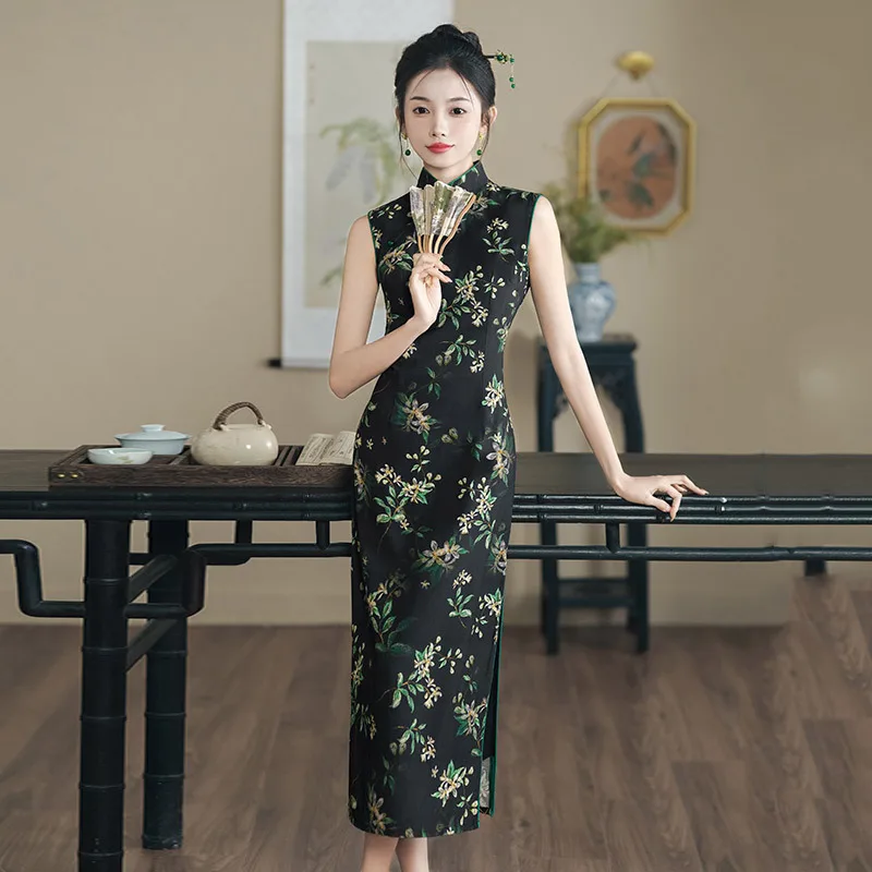 Floral Printing Improved Sleeveless Long Cheongsam Women Elegant Slim Dress Vinatge Chinese Retro Evening Qipao Daily Dresses
Floral Printing Improved Sleeveless Long Cheongsam Women Elegant Slim Dress Vinatge Chinese Retro Evening Qipao Daily Dresses