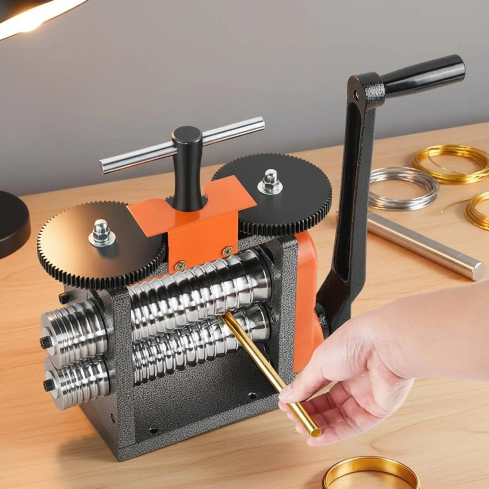 Jewelry Rolling Mill Adjustable Thickness Goldsmithing Press Machine Manual Rolling Mill Labor-Saving Gear Reduction
Jewelry Rolling Mill Adjustable Thickness Goldsmithing Press Machine Manual Rolling Mill Labor-Saving Gear Reduction