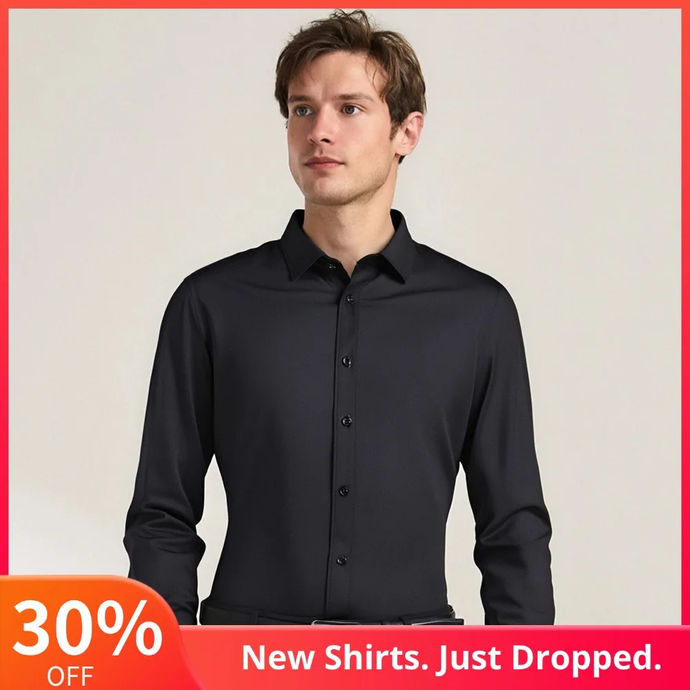Гладкая эластичная роскошная мужская одежда с длинными рукавами без кармана, мужские классические однотонные деловые классические рубашки без морщин 
Гладкая эластичная роскошная мужская одежда с длинными рукавами без кармана, мужские классические однотонные деловые классические рубашки без морщин