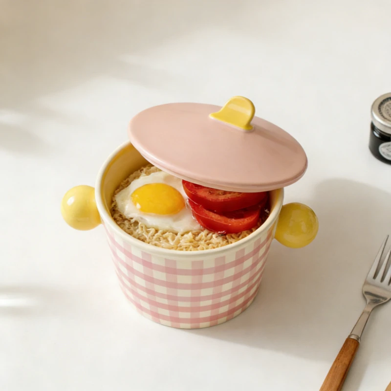 Красочная керамическая миска для лапши быстрого приготовления с узором в горошек и полоску, большая емкость, с крышкой, для супа, пригодная для микроволновой печи, с двумя ручками
Красочная керамическая миска для лапши быстрого приготовления с узором в горошек и полоску, большая емкость, с крышкой, для супа, пригодная для микроволновой печи, с двумя ручками