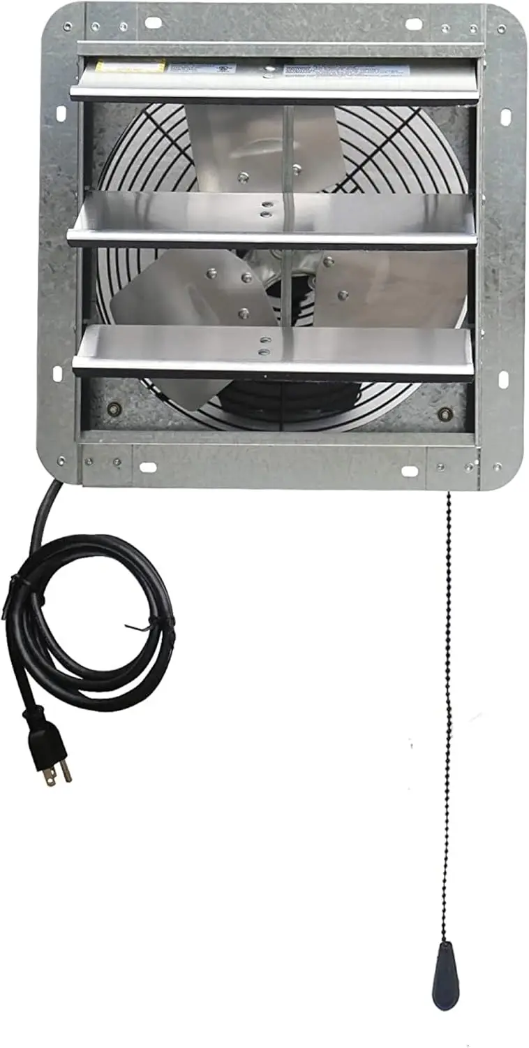 12" Wall Mounted Shutter Exhaust Fan with Thermostat, 3 Speeds, 960 CFM for Attic, Garage Ventilation
12" Wall Mounted Shutter Exhaust Fan with Thermostat, 3 Speeds, 960 CFM for Attic, Garage Ventilation