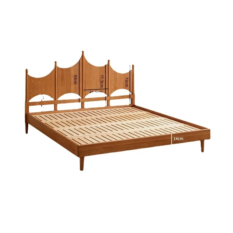 Solid wood double bed, cherry wood Japanese retro queen bed
Solid wood double bed, cherry wood Japanese retro queen bed