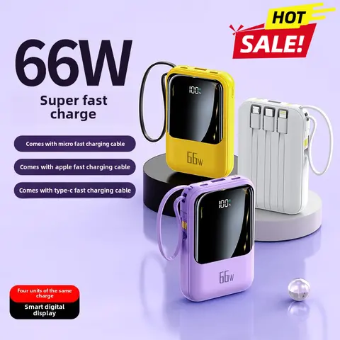 66W fast charging mini comes with line power bank 20000 mAh large capacity fast charging portable mobile power supply for Xiaomi