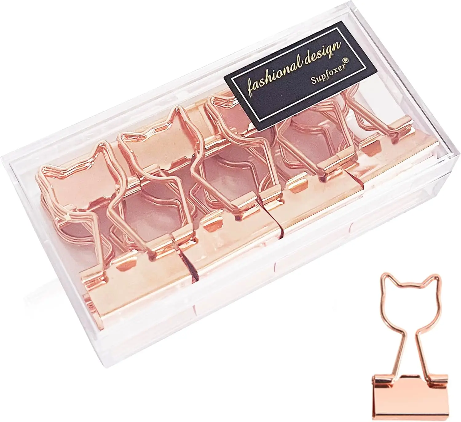 12pcs Cat Shaped Rose Gold Binder Clips, Cute Metal Office Supplies for Cat Lovers, 3/4 Inch
12pcs Cat Shaped Rose Gold Binder Clips, Cute Metal Office Supplies for Cat Lovers, 3/4 Inch