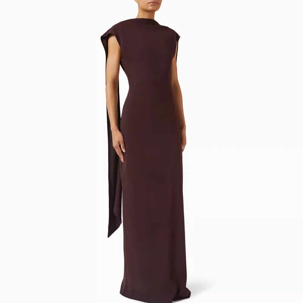 Customized Plum High Neck Cap Sleeve Maxi Dress Custom Color Draped Sash Detail Formal Evening Party Dress
Customized Plum High Neck Cap Sleeve Maxi Dress Custom Color Draped Sash Detail Formal Evening Party Dress