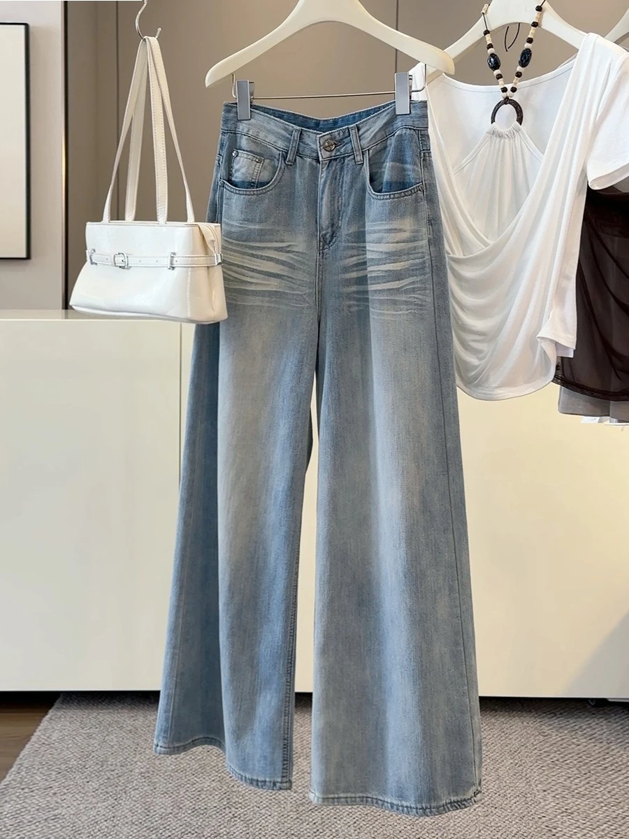 Foamlina Women's Light Blue Washed Wide Leg Jeans 2026 Summer New Chic High Waist Pockets Thin Long Denim Pants Y2K Streetwear
Foamlina Women's Light Blue Washed Wide Leg Jeans 2026 Summer New Chic High Waist Pockets Thin Long Denim Pants Y2K Streetwear
