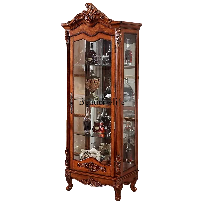 LD33American solid wood wine cabinet single door against the wall European retro glass cabinet
LD33American solid wood wine cabinet single door against the wall European retro glass cabinet