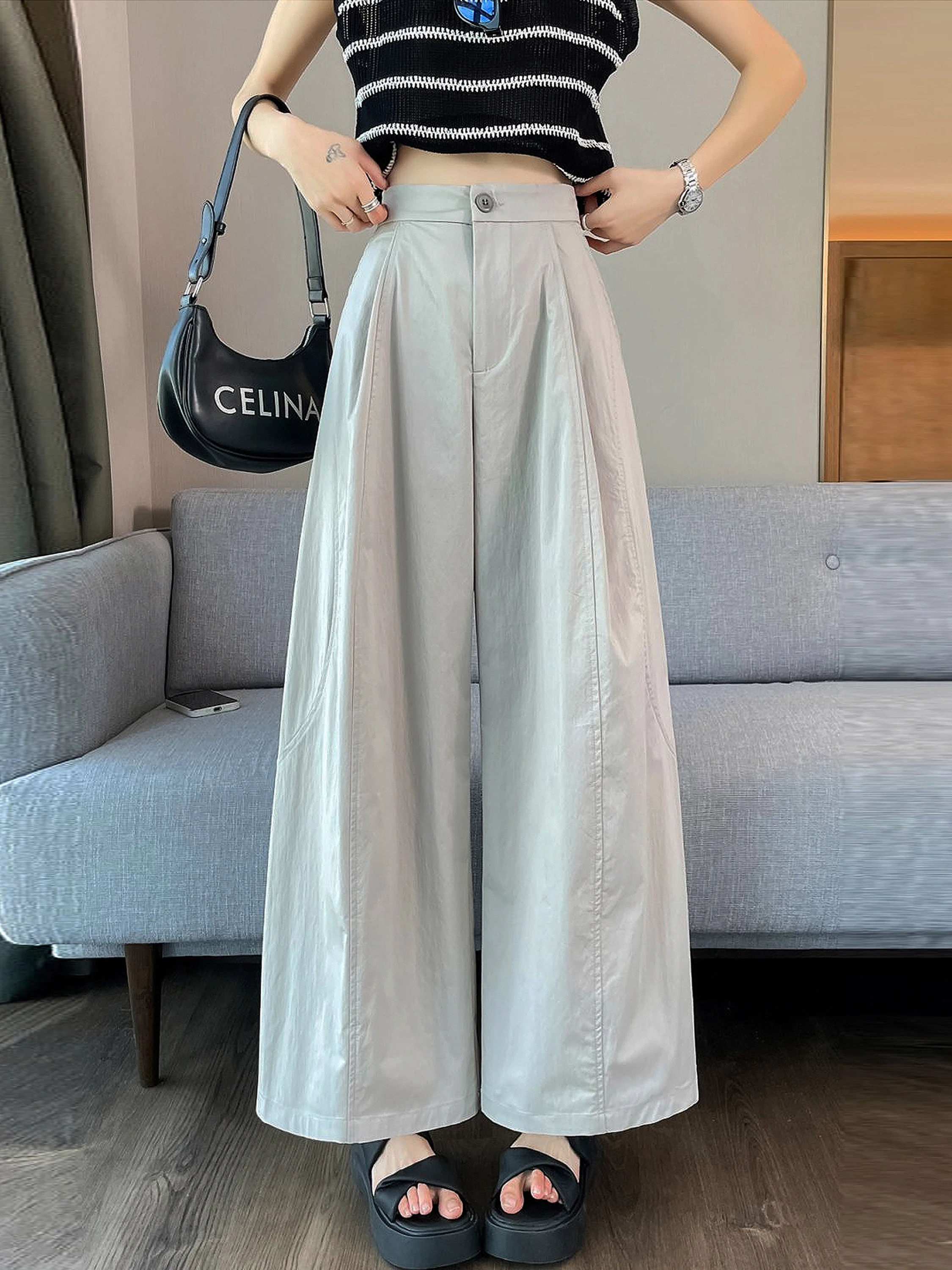 Quick Dry Ice Silk Workwear Wide Leg Pants Women Summer New Small Size Loose Slimming Casual Thin Versatile Nine Point Pants
Quick Dry Ice Silk Workwear Wide Leg Pants Women Summer New Small Size Loose Slimming Casual Thin Versatile Nine Point Pants