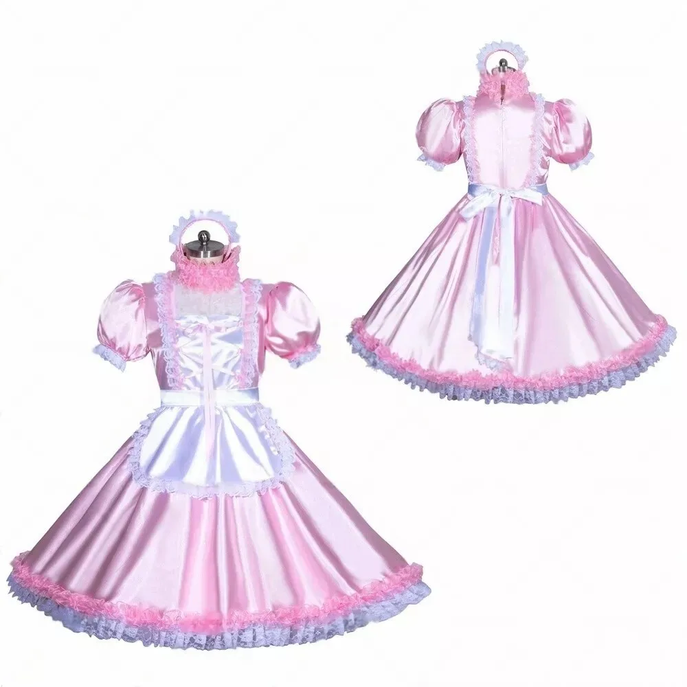French maid sexy sissy girl pink satin lockable cosplay costume Halloween party customized
French maid sexy sissy girl pink satin lockable cosplay costume Halloween party customized
