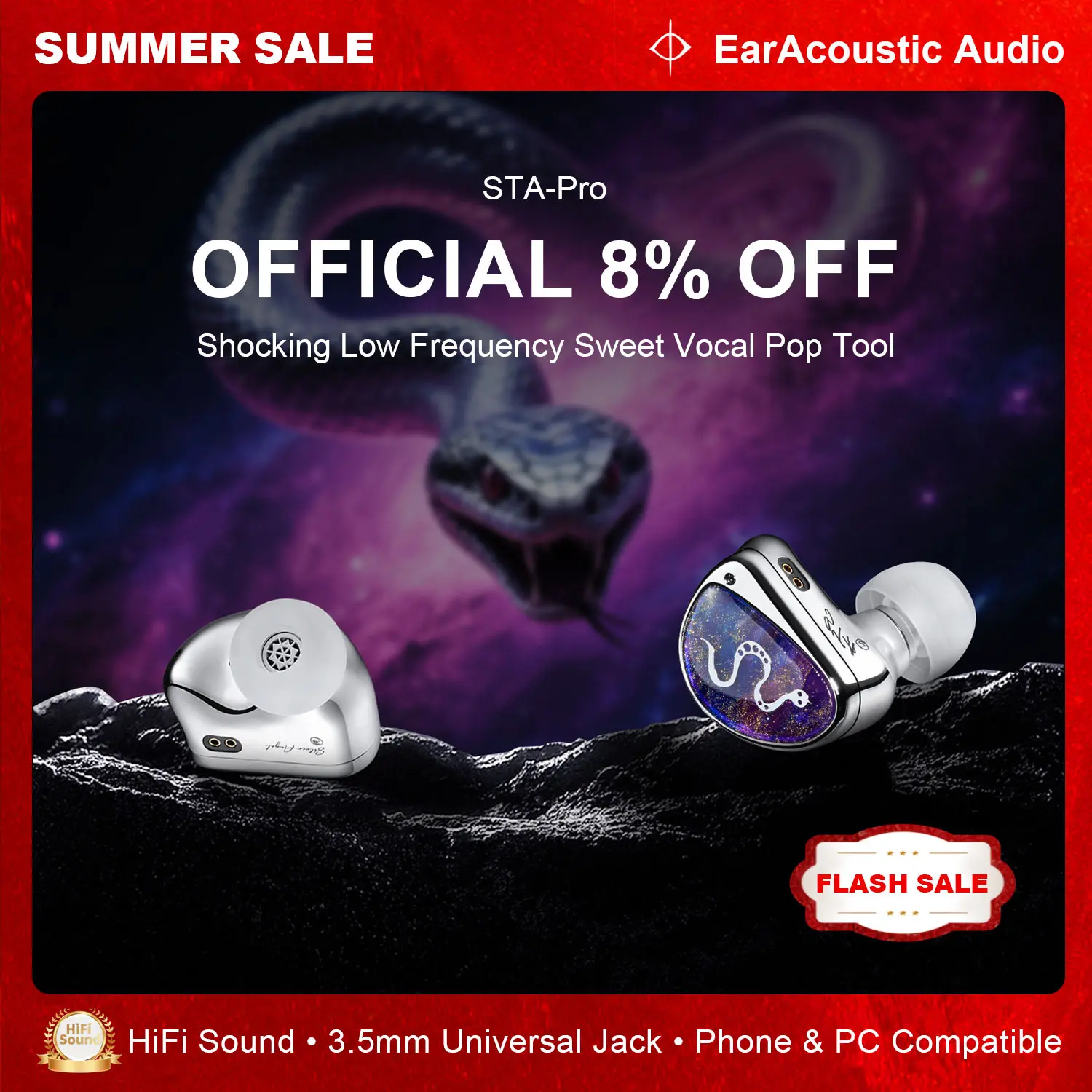 EarAcoustic Audio STA-Pro Wired IEM Earphones with 10mm HiFi Dual-Magnet Diaphragm & 6mm Composite Driver, In-Ear 3.5mm Jack
EarAcoustic Audio STA-Pro Wired IEM Earphones with 10mm HiFi Dual-Magnet Diaphragm & 6mm Composite Driver, In-Ear 3.5mm Jack