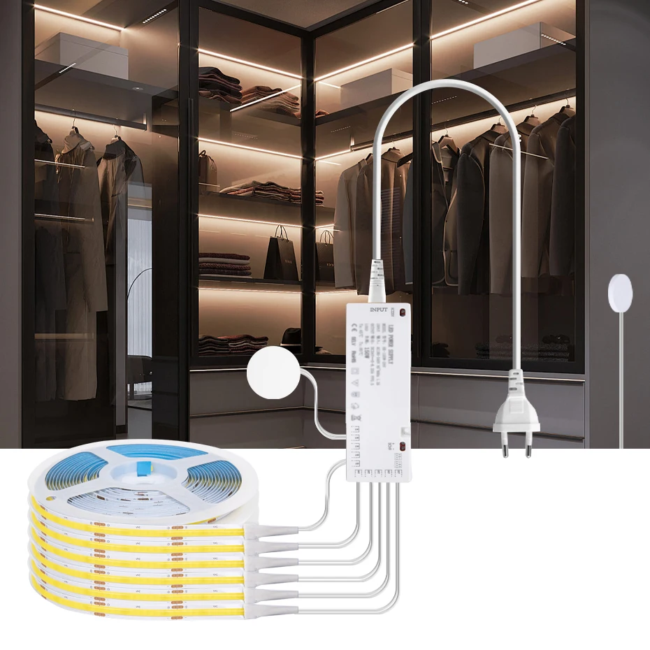 12V COB LED Tape Light 320LEDs/m with Penetrable Wood Touch Switch for Staircase Cabinet and Corridor Adhesive Backlighting
12V COB LED Tape Light 320LEDs/m with Penetrable Wood Touch Switch for Staircase Cabinet and Corridor Adhesive Backlighting