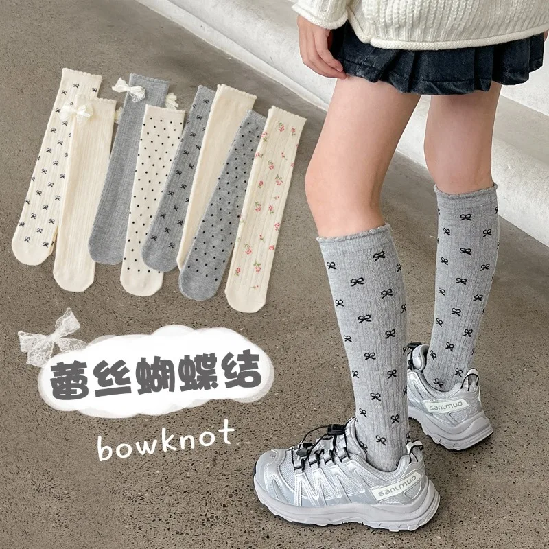 3-12Y Children's Bows Dots Cotton Long Socks Cute Gray Beige Lace Butterfly Knee-high Stockings Four Season Pile Sock for Kids
3-12Y Children's Bows Dots Cotton Long Socks Cute Gray Beige Lace Butterfly Knee-high Stockings Four Season Pile Sock for Kids