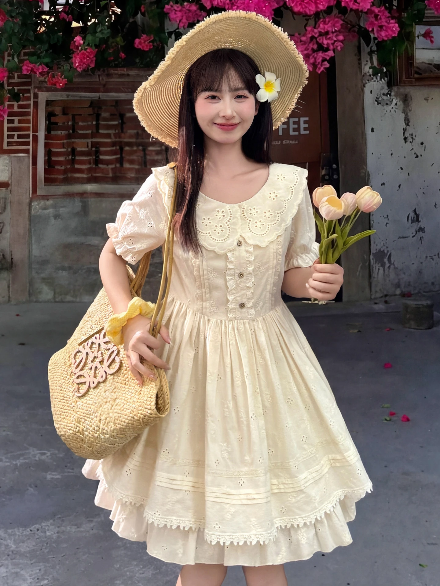 Pure Cotton Sweet Short Sleeve Dress A-Line Skirt Waist-Cinching Bubble Sleeve Dress for Daily Wear Summer Casual Dress
Pure Cotton Sweet Short Sleeve Dress A-Line Skirt Waist-Cinching Bubble Sleeve Dress for Daily Wear Summer Casual Dress