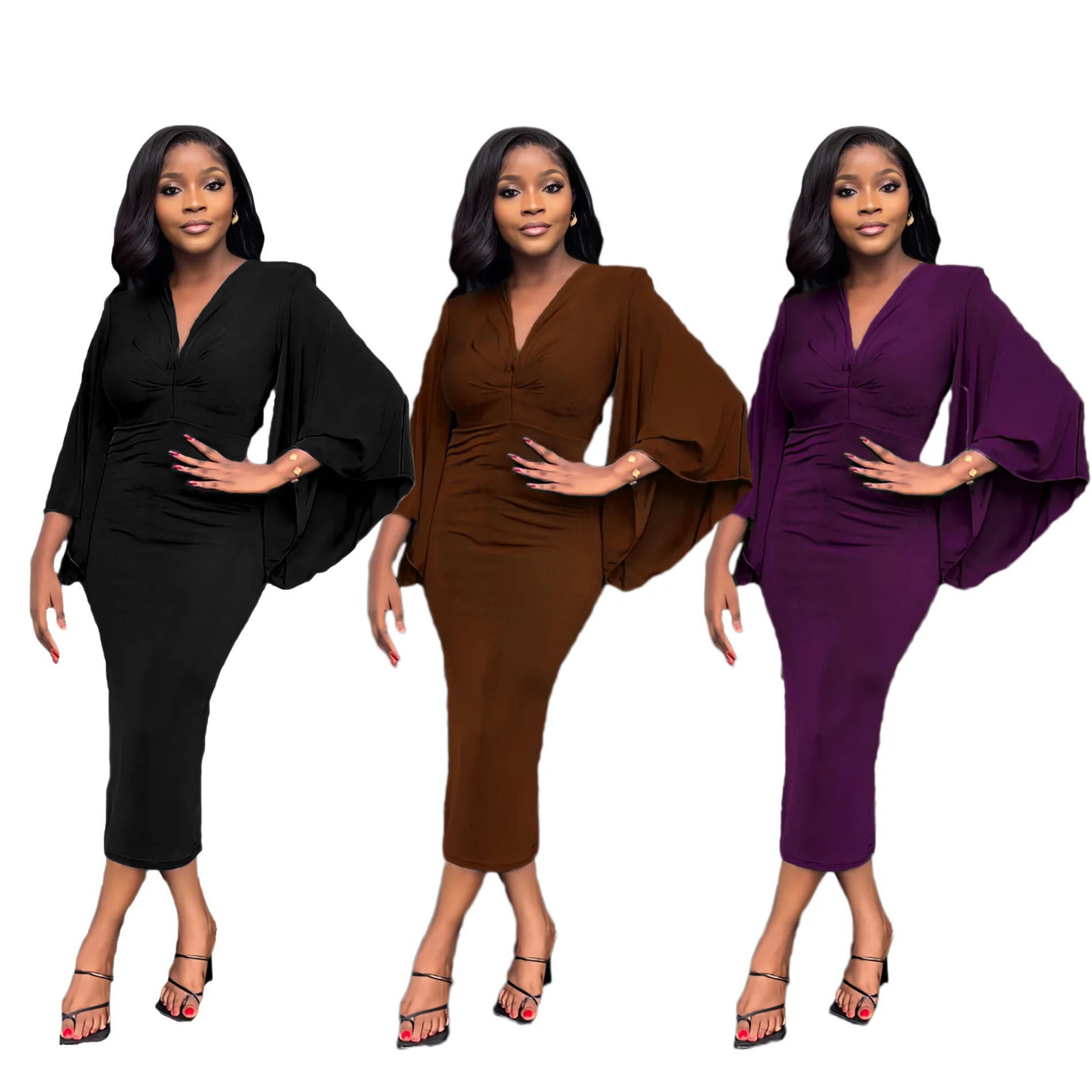 Spring and Autumn New Women's Dress Solid Color Casual Bat Sleeve Low Breast Tight One Step Women's Dress Street Fashion
Spring and Autumn New Women's Dress Solid Color Casual Bat Sleeve Low Breast Tight One Step Women's Dress Street Fashion