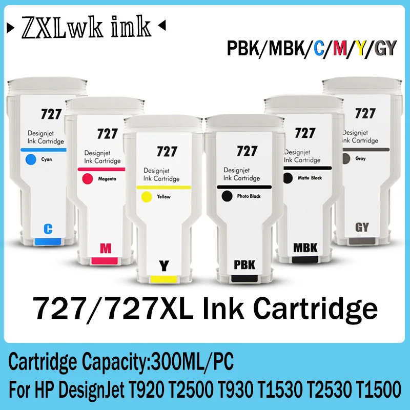 For HP 727 727XL Compatiple Ink Cartridge C1Q12A B3P23A B3P19A B3P20A B3P21A For HP DesignJet T920 T930 T1500 T1530 T2500 T2530
For HP 727 727XL Compatiple Ink Cartridge C1Q12A B3P23A B3P19A B3P20A B3P21A For HP DesignJet T920 T930 T1500 T1530 T2500 T2530