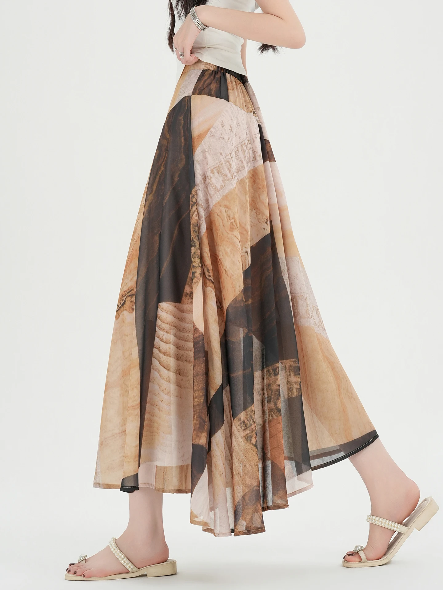High Waist Asymmetrical A-Line Midi Skirt Women's Summer Slimming Flared Geometric Print Patchwork Korean Style Citywalk Skirt
High Waist Asymmetrical A-Line Midi Skirt Women's Summer Slimming Flared Geometric Print Patchwork Korean Style Citywalk Skirt