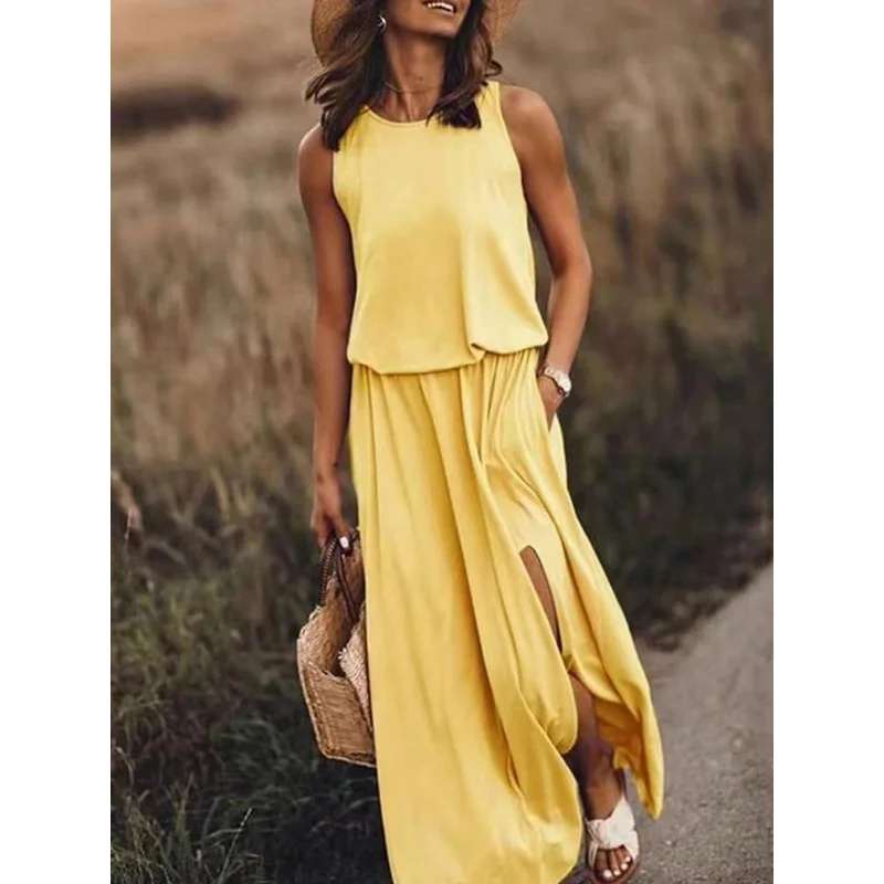 YQ1-Elegant Style Sleeveless Dress Summer New High Waist SplitAMid-length Skirt
YQ1-Elegant Style Sleeveless Dress Summer New High Waist SplitAMid-length Skirt