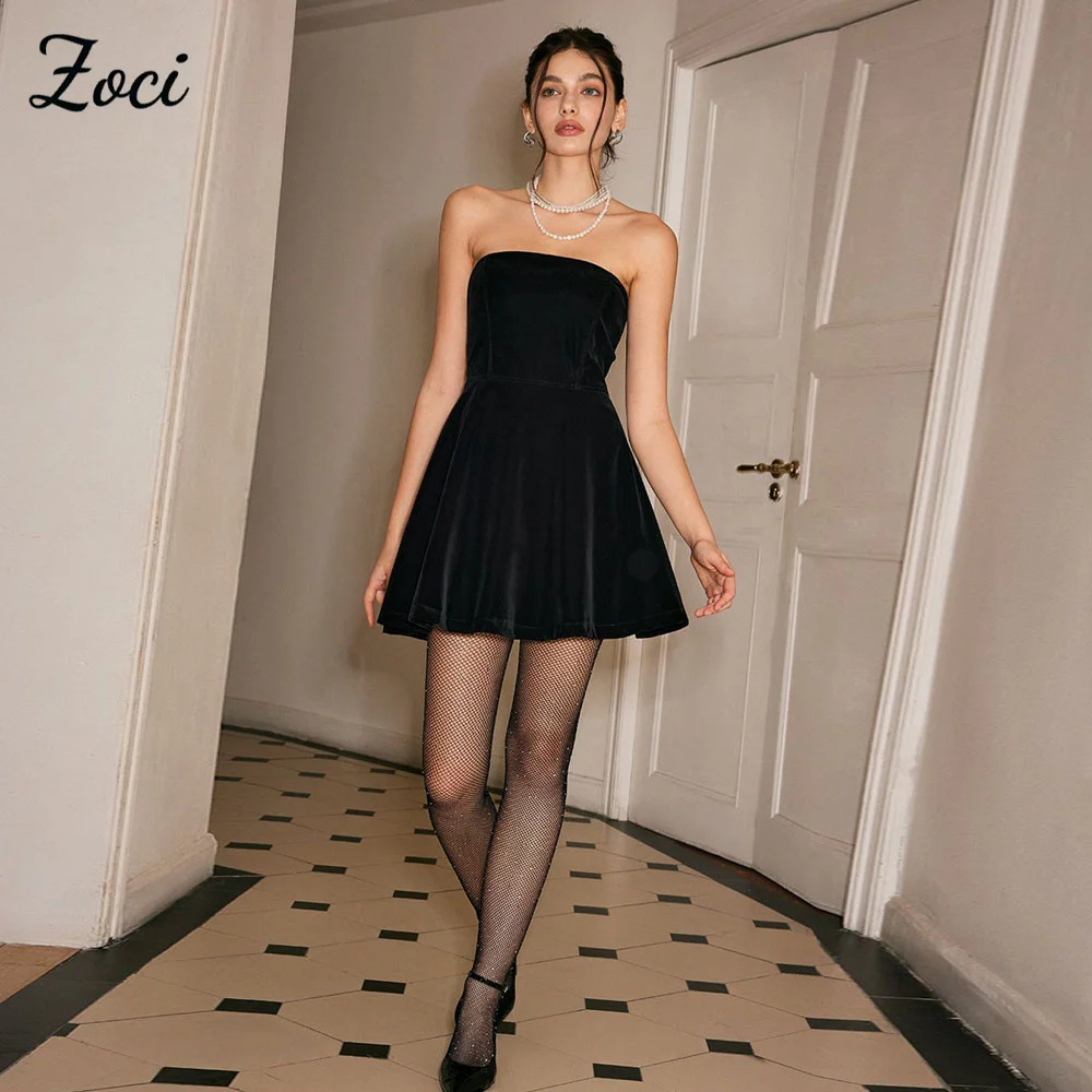 Zoci Strapless Velvet Black Short Prom Dresses Sleeveless A Line Above Knee Evening Party Gown Customized Mini Cocktail Dress
Zoci Strapless Velvet Black Short Prom Dresses Sleeveless A Line Above Knee Evening Party Gown Customized Mini Cocktail Dress