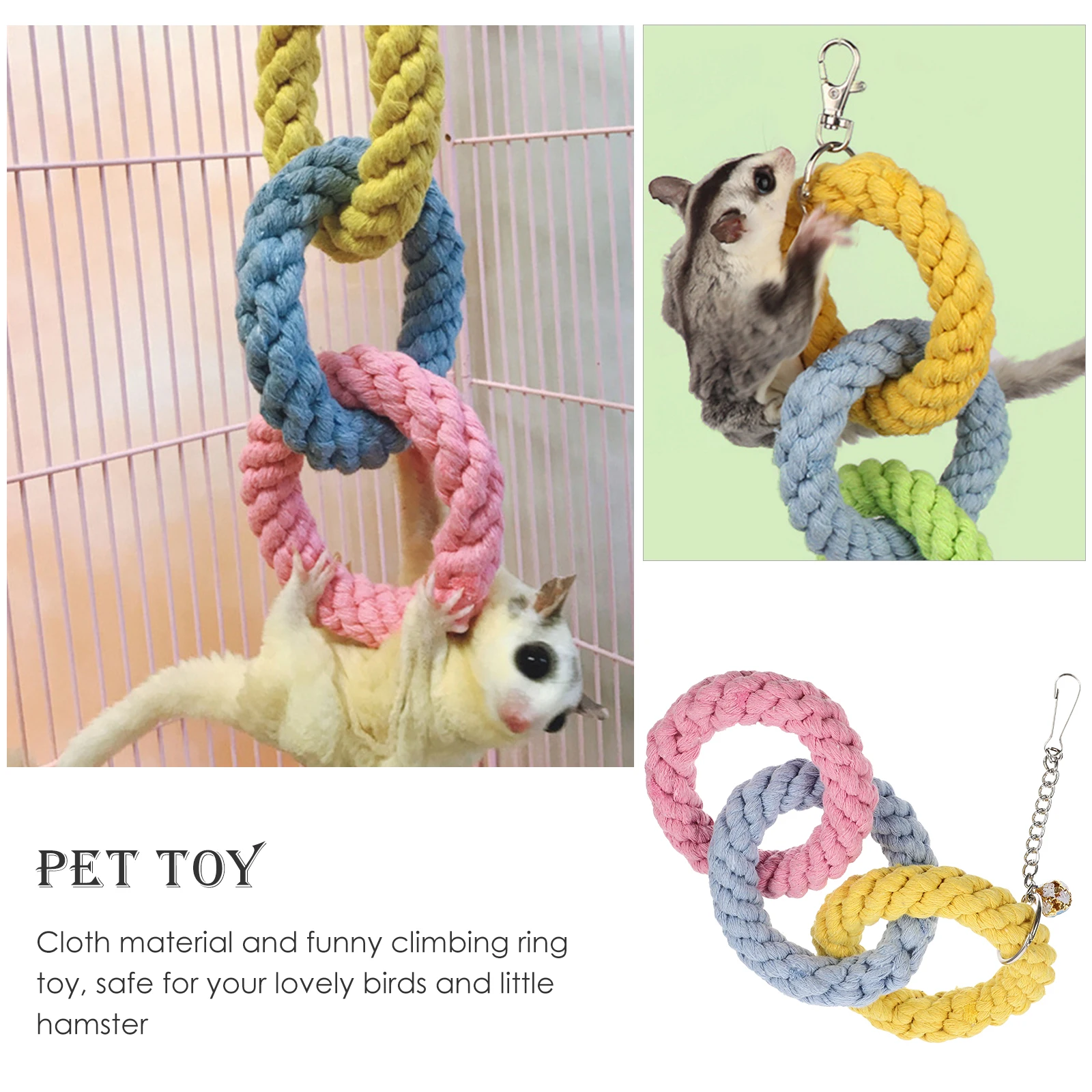 Climbing Ring Pendant Toy for Sugar Gliders Hamster Bird Cage Hanging Plaything Durable Fabric Vine Simulation Rope Small Pet
Climbing Ring Pendant Toy for Sugar Gliders Hamster Bird Cage Hanging Plaything Durable Fabric Vine Simulation Rope Small Pet