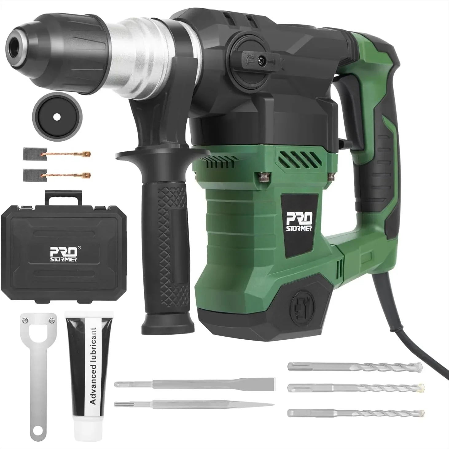1-1/4" SDS-Plus Rotary Hammer, 13 Amp Motor, 4 Functions Drill with Case, Bits & Chisels for Concrete, Steel, Wood
1-1/4" SDS-Plus Rotary Hammer, 13 Amp Motor, 4 Functions Drill with Case, Bits & Chisels for Concrete, Steel, Wood
