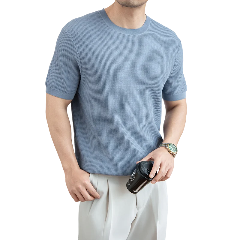High Quality Lyocell Men Knitwear 2505 Spring Summer Basic Knit Clothes Short Sleeve Tops Casual O-Neck Breathable Knit T-Shirts
High Quality Lyocell Men Knitwear 2505 Spring Summer Basic Knit Clothes Short Sleeve Tops Casual O-Neck Breathable Knit T-Shirts