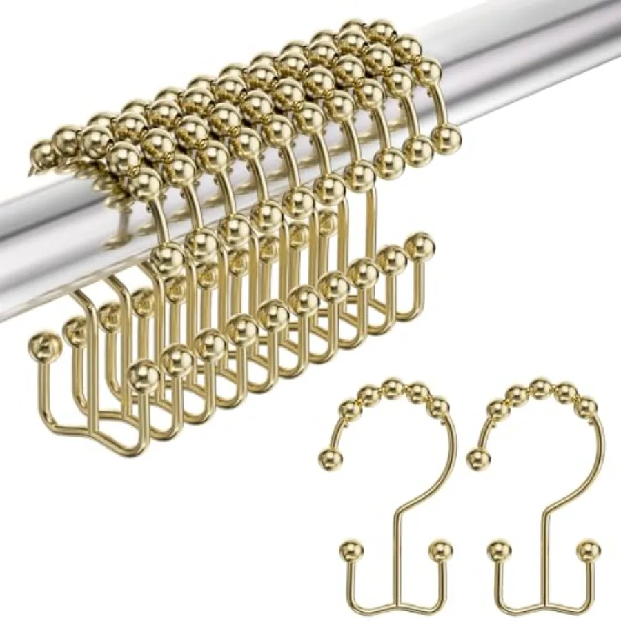 Gold Shower Curtain Hooks Rings, Stainless Steel Shower Curtain Rings, 12Pcs Glide Shower for Bathroom Shower Curtain Rods Dual
Gold Shower Curtain Hooks Rings, Stainless Steel Shower Curtain Rings, 12Pcs Glide Shower for Bathroom Shower Curtain Rods Dual
