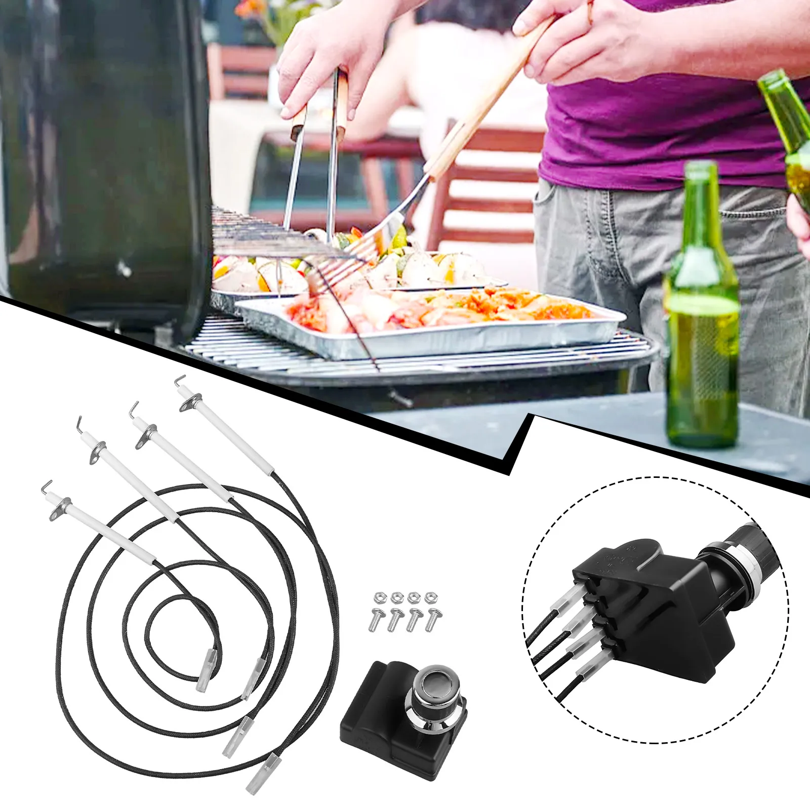 4 Outlet Electronic Ignition Kit With 4 Ceramic Electrodes Heat Resistant Replacement Parts For 36 Inch Gas Grill Pans BBQ Tools
4 Outlet Electronic Ignition Kit With 4 Ceramic Electrodes Heat Resistant Replacement Parts For 36 Inch Gas Grill Pans BBQ Tools