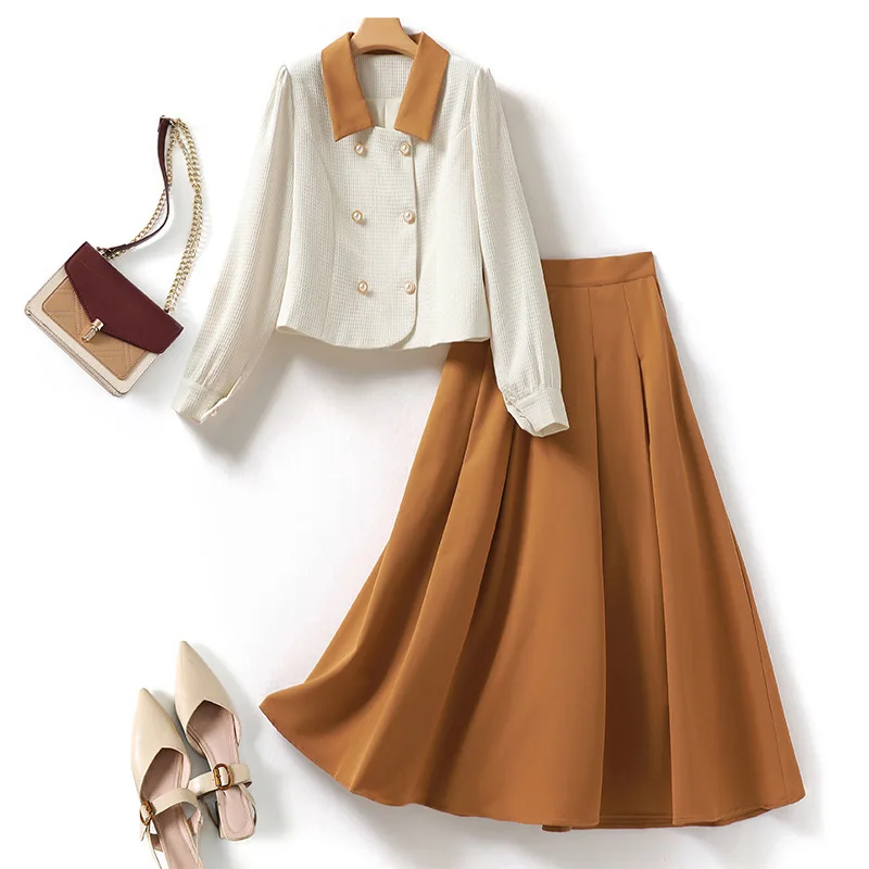 Ladies' contrasting color two-piece lapel double breasted jacket+skirt 2025 new spring/autumn small fragrance style set
Ladies' contrasting color two-piece lapel double breasted jacket+skirt 2025 new spring/autumn small fragrance style set