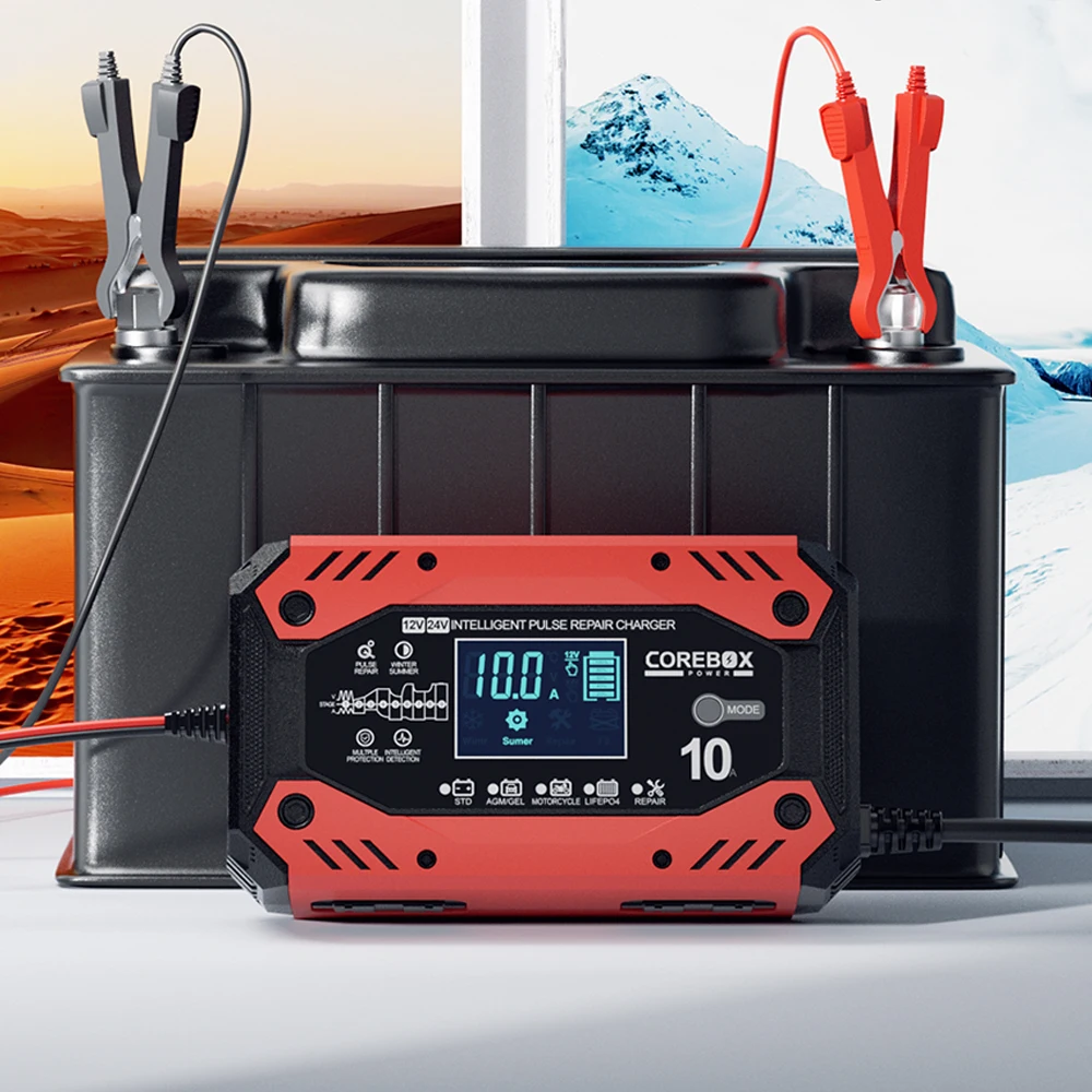 10A 12V-24V Intelligent Car Battery Charger Car and Motorcycle Battery Charging Unit Lead-Acid BatteryRepair Digital LCD Display
10A 12V-24V Intelligent Car Battery Charger Car and Motorcycle Battery Charging Unit Lead-Acid BatteryRepair Digital LCD Display