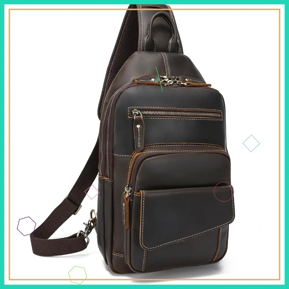 Full Grain Leather Casual Sling Bag For Men Hiking Travel Business Crossbody Chest Bag Fits 12.9" iPad
Full Grain Leather Casual Sling Bag For Men Hiking Travel Business Crossbody Chest Bag Fits 12.9" iPad