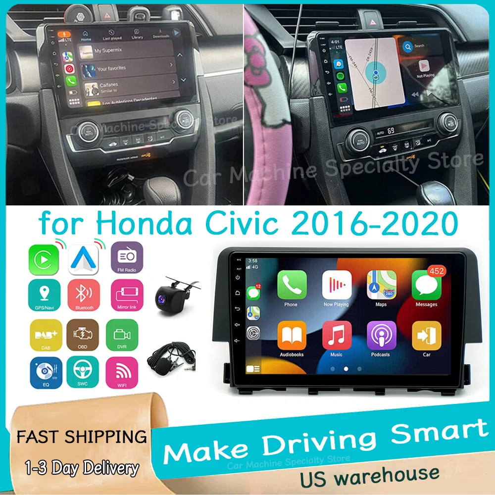 Автомагнитола 2+64 ГБ, 9 дюймов, GPS-навигация для Honda Civic 2016-2020, Android 15 с Carplay, Android Auto, WiFi, Bluetooth, FM/RDS, SWC
Автомагнитола 2+64 ГБ, 9 дюймов, GPS-навигация для Honda Civic 2016-2020, Android 15 с Carplay, Android Auto, WiFi, Bluetooth, FM/RDS, SWC