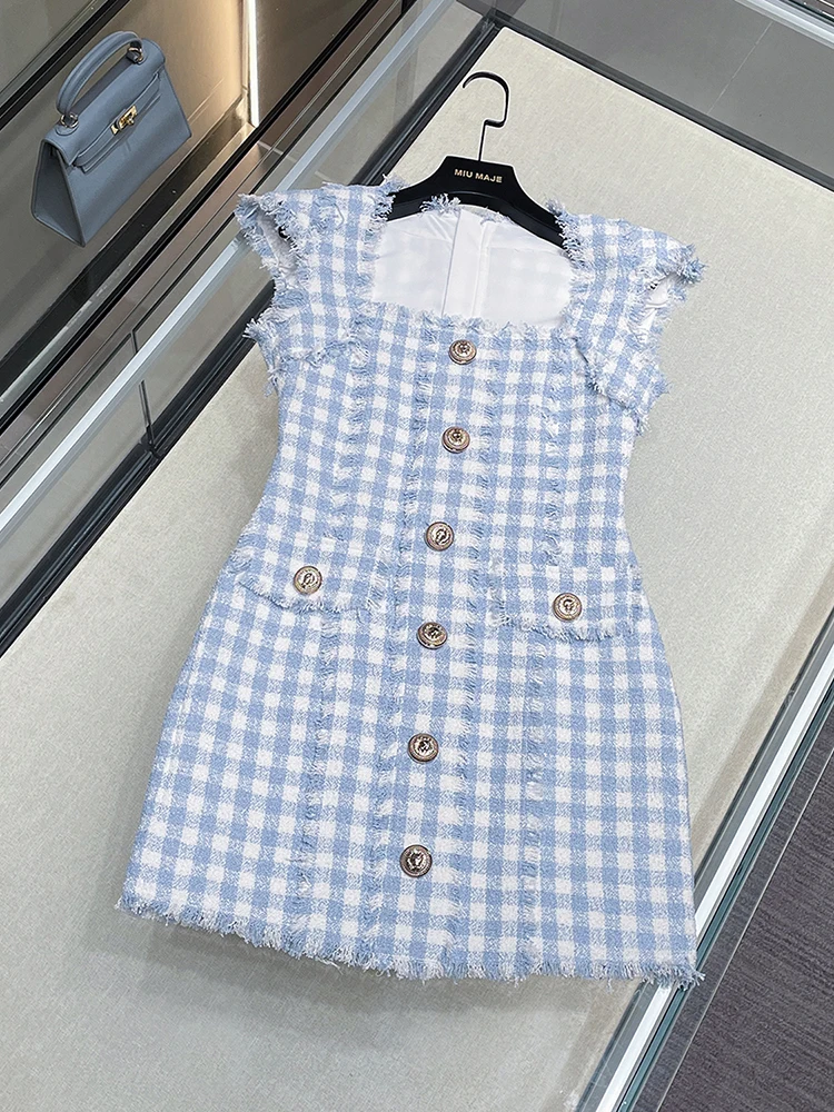 Платье А-силуэта с высокой талией, бахромой и клетчатым узором для женщин, летняя модная элегантная одежда, премиум-класс, женская одежда South Oil
Платье А-силуэта с высокой талией, бахромой и клетчатым узором для женщин, летняя модная элегантная одежда, премиум-класс, женская одежда South Oil