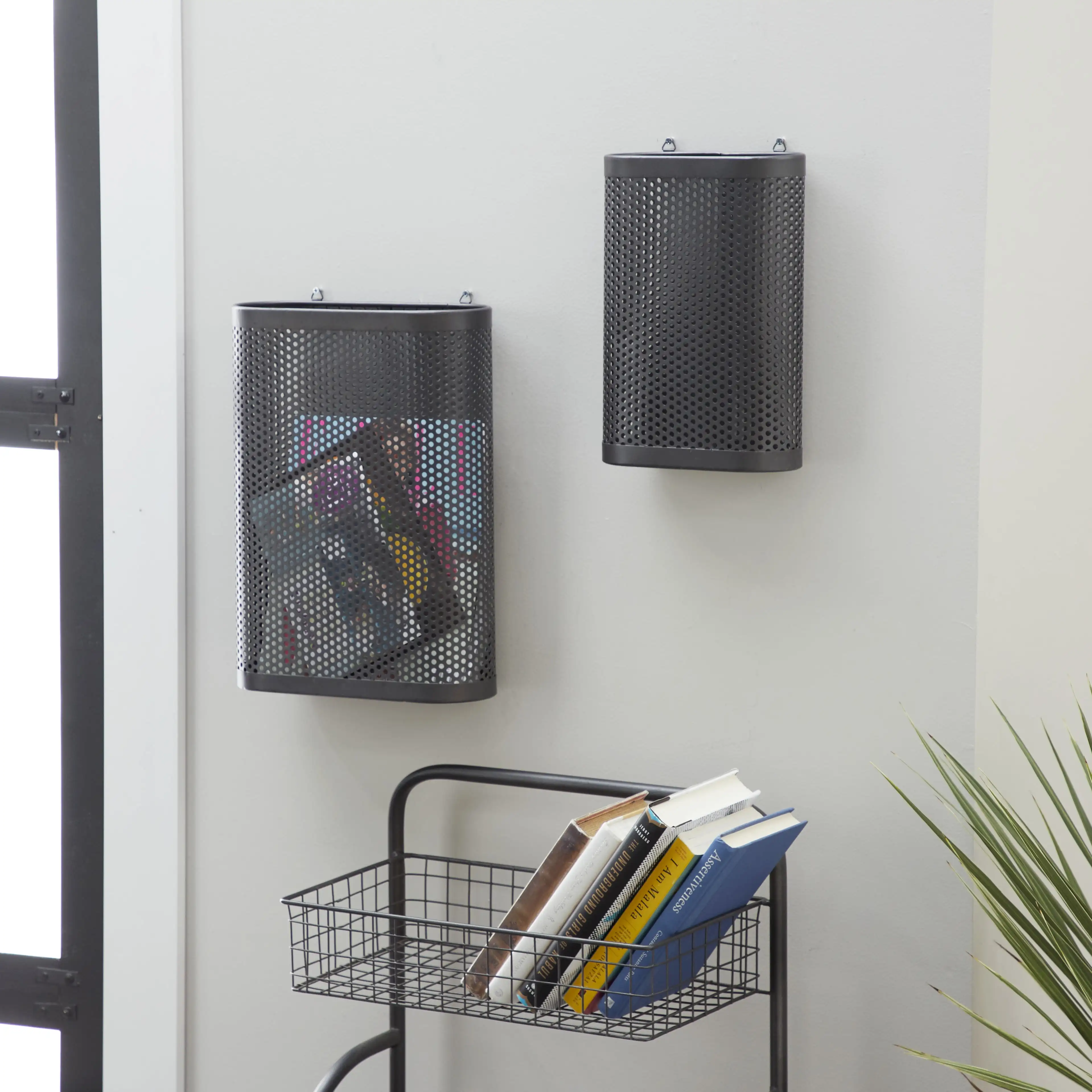 Decmode - Large Black Perforated Metal Hanging Storage Baskets, Set of 2: 12 X 17, 8 X 12
Decmode - Large Black Perforated Metal Hanging Storage Baskets, Set of 2: 12 X 17, 8 X 12