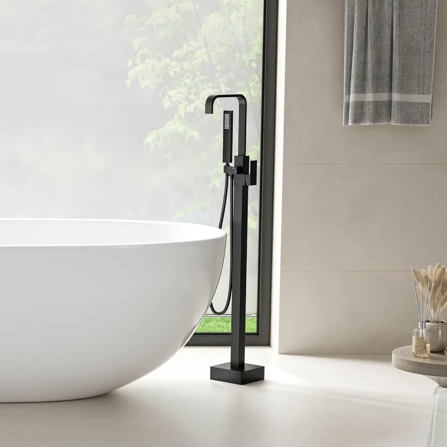 Tub Filler Trim Kit Freestanding Bathtub Faucet Set with Handheld Shower Floor Mounted Faucets with 2 Water Outlet Modes with H
Tub Filler Trim Kit Freestanding Bathtub Faucet Set with Handheld Shower Floor Mounted Faucets with 2 Water Outlet Modes with H