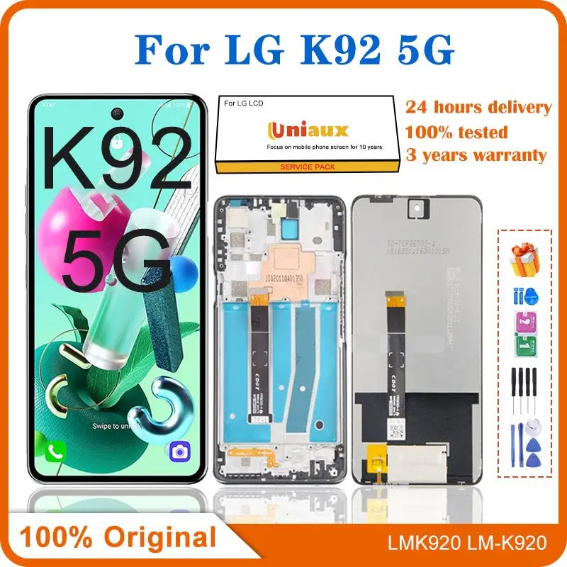 Оригинальный дисплей 6,7 дюйма для LG K92 5G LMK920, ЖК-дисплей с рамкой для LG K92, Замена ЖК-дисплея
Оригинальный дисплей 6,7 дюйма для LG K92 5G LMK920, ЖК-дисплей с рамкой для LG K92, Замена ЖК-дисплея