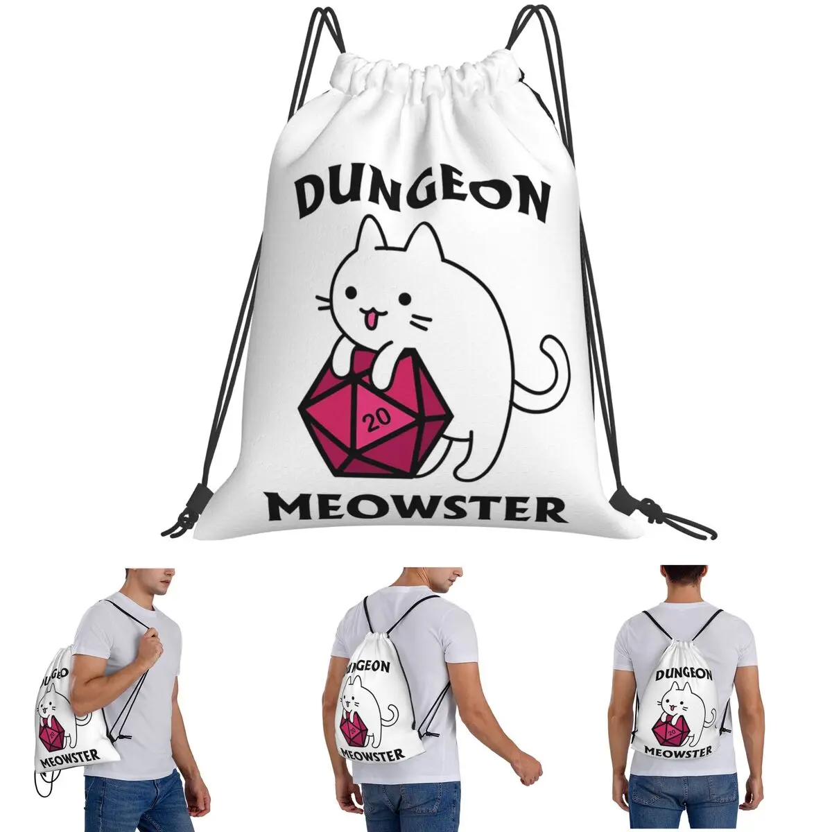 Dungeon Meowster DnD Dungeon Master Cat With D20 Backpacks Fashion Drawstring Bags Sports Bag Book Bags for Man Woman Students
Dungeon Meowster DnD Dungeon Master Cat With D20 Backpacks Fashion Drawstring Bags Sports Bag Book Bags for Man Woman Students