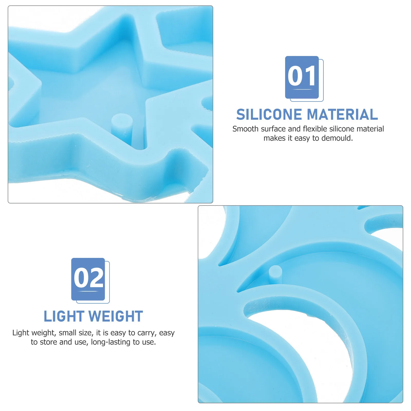 2Pcs Silicone Star Moon Mold Flexible Easy Demold Jewelry Pendant Mold for Resin Craft Earrings Charms Keychain Making
2Pcs Silicone Star Moon Mold Flexible Easy Demold Jewelry Pendant Mold for Resin Craft Earrings Charms Keychain Making