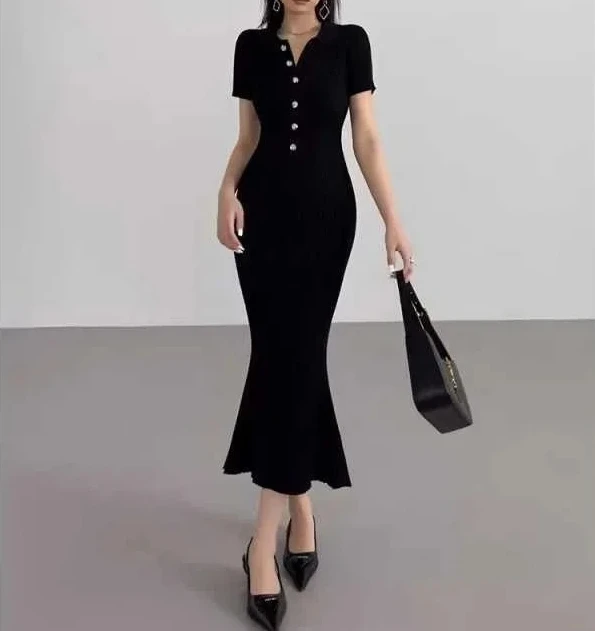 Polo Style Short Sleeve Commute Tight Fit Women's Summer Dress Knee-Length Skirt Spring New 2026 Long Knitted Fish Tail Dress
Polo Style Short Sleeve Commute Tight Fit Women's Summer Dress Knee-Length Skirt Spring New 2026 Long Knitted Fish Tail Dress