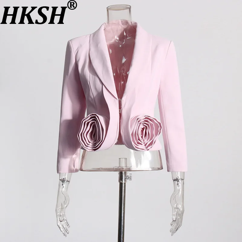 HKSH осенний новый женский уличный элегантный модный трехмерный пиджак с цветочным принтом, однотонная плиссированная юбка с высокой талией HK7605 
HKSH осенний новый женский уличный элегантный модный трехмерный пиджак с цветочным принтом, однотонная плиссированная юбка с высокой талией HK7605