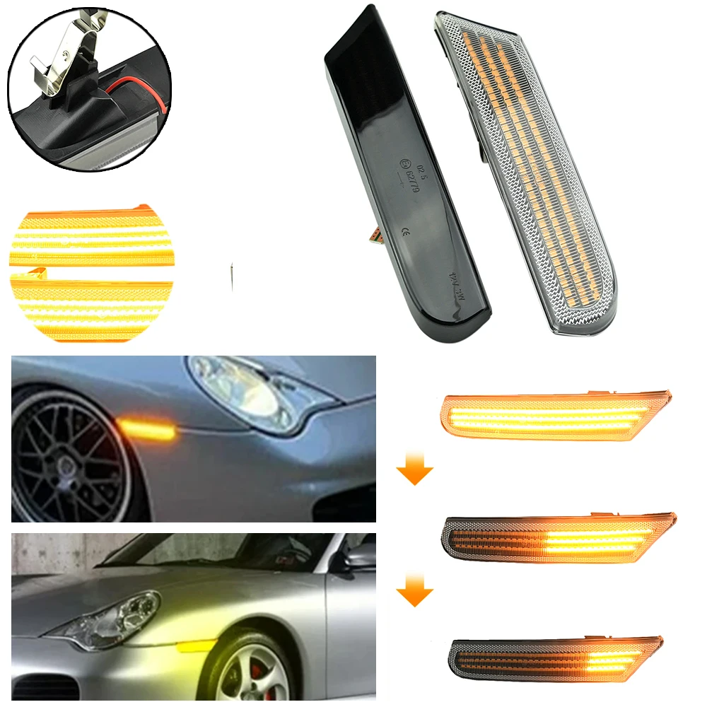 2Pcs Dynamic LED Car Side Marker Sequential Turn Signal Blinker Light 1996-2004 For Porsche 996(911) Carrera 4/S/4S
2Pcs Dynamic LED Car Side Marker Sequential Turn Signal Blinker Light 1996-2004 For Porsche 996(911) Carrera 4/S/4S