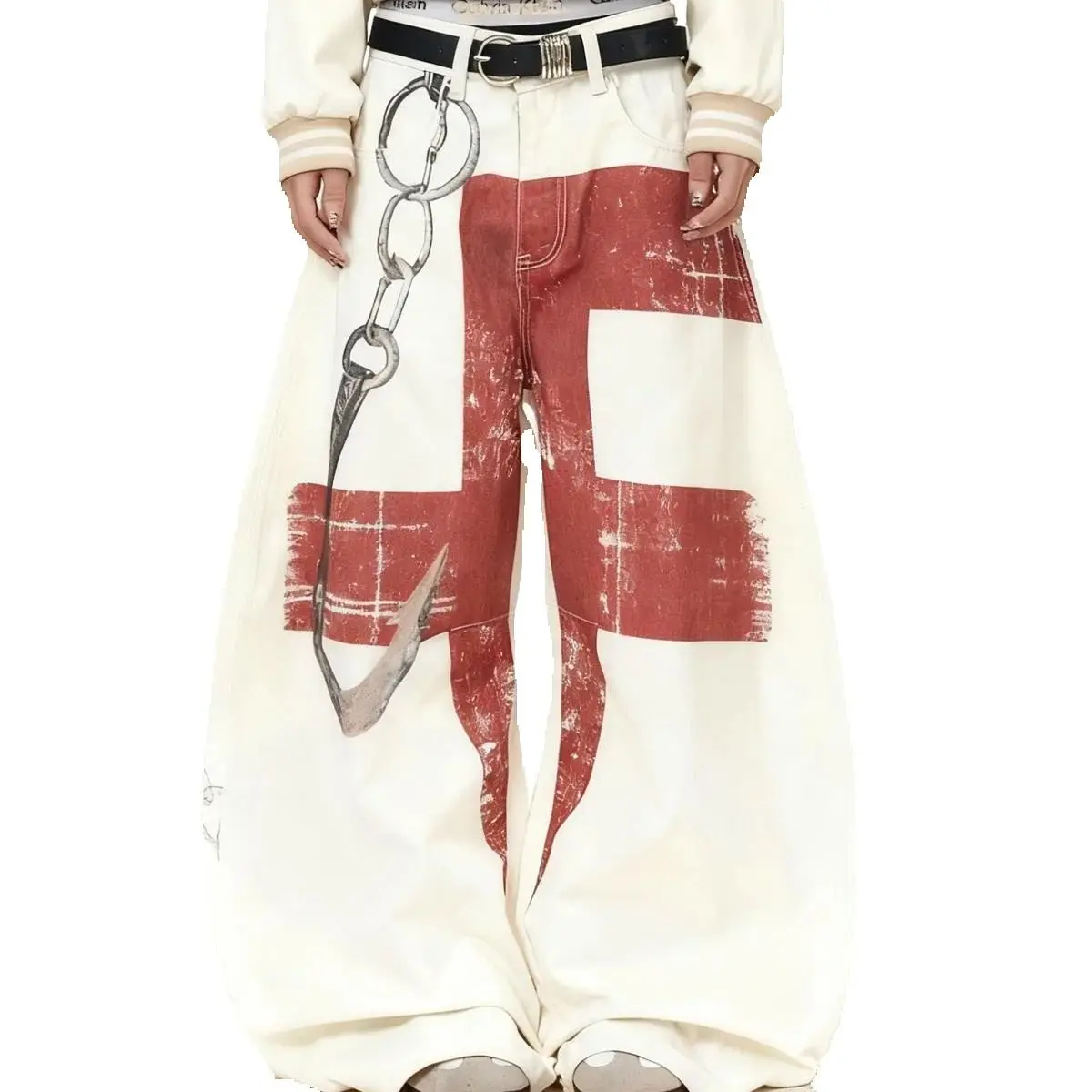 CHIC уличные женские джинсы контрастного цвета с принтом белые джинсовые брюки женские с высокой талией повседневные широкие брюки женские Ins
CHIC уличные женские джинсы контрастного цвета с принтом белые джинсовые брюки женские с высокой талией повседневные широкие брюки женские Ins