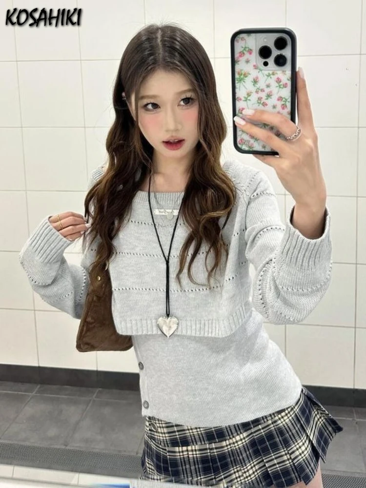 Harajuku Two Pieces Set Knitted Hollow Out Cropped Sweater + Women Y2k Aesthetic Slim Fit Grunge Button Vest Female Autumn Suit
Harajuku Two Pieces Set Knitted Hollow Out Cropped Sweater + Women Y2k Aesthetic Slim Fit Grunge Button Vest Female Autumn Suit