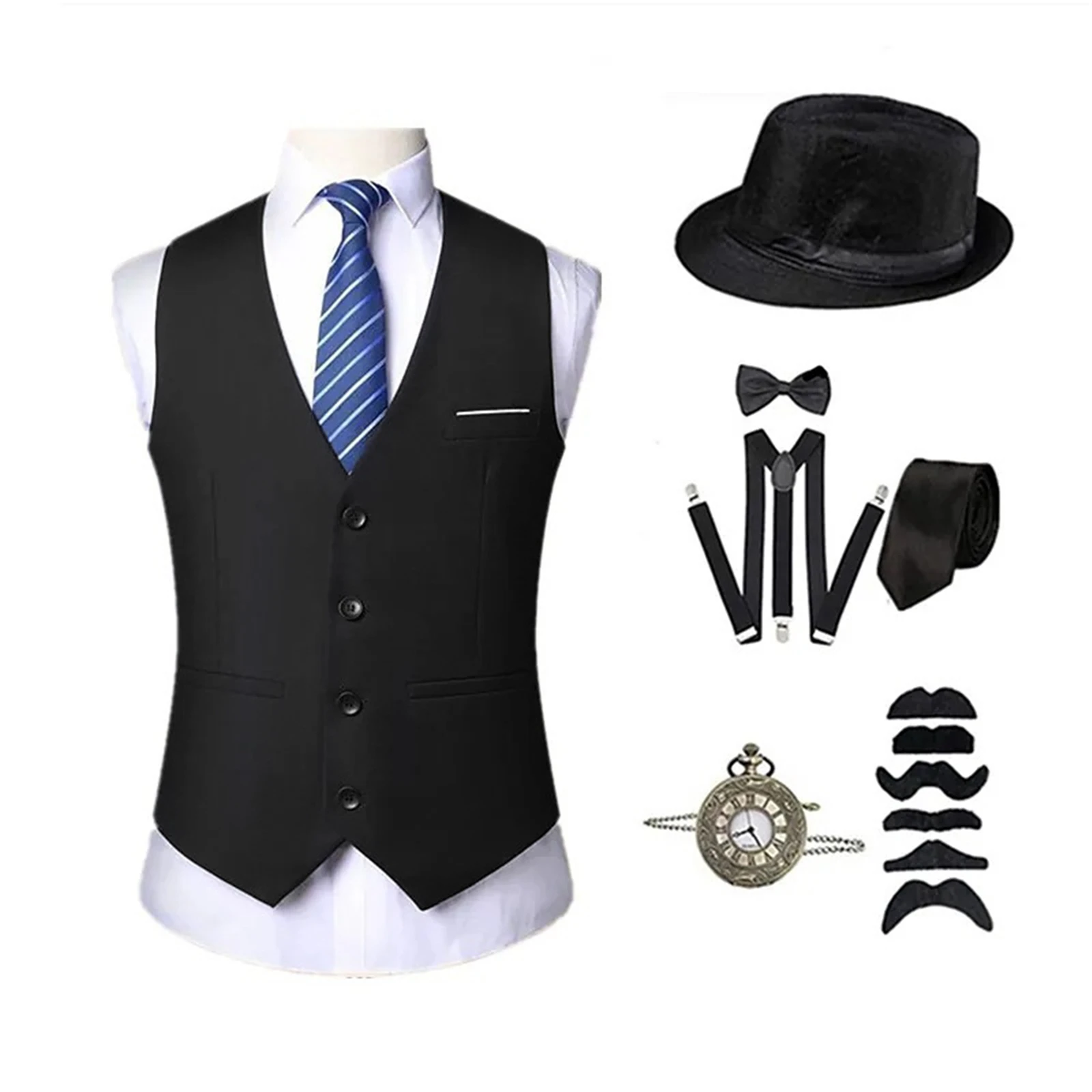Mens 1920s Costume Accessories 20s Costumes Outfit for Men Casual Waistcoat Costume men
Mens 1920s Costume Accessories 20s Costumes Outfit for Men Casual Waistcoat Costume men
