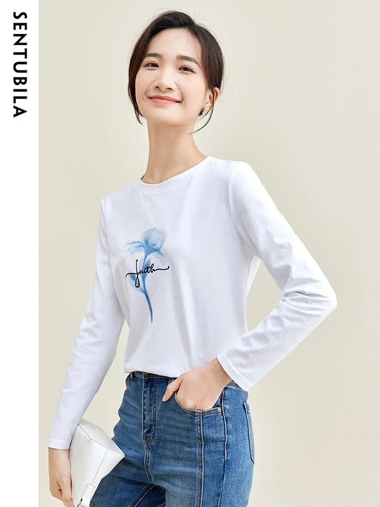SENTUBILA 100% Cotton White T-shirt Pullover Long Sleeve Tops 2025 Spring Fashion Simple Basic Tshirt Tees for Woman 133T50928
SENTUBILA 100% Cotton White T-shirt Pullover Long Sleeve Tops 2025 Spring Fashion Simple Basic Tshirt Tees for Woman 133T50928