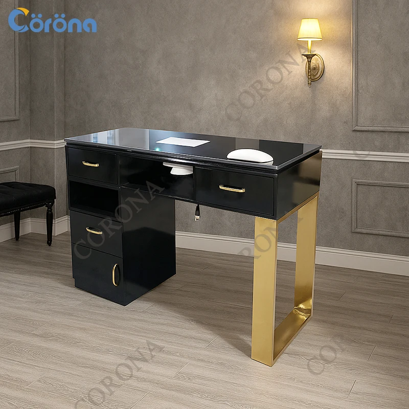 Modern Beauty Nail Salon Furniture Black Nail Manicure Table With Dust Collector
Modern Beauty Nail Salon Furniture Black Nail Manicure Table With Dust Collector