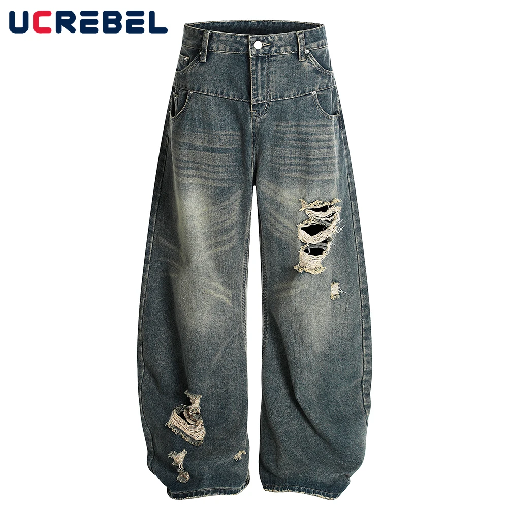 Ripped Spliced Jeans Mens Retro Washed Distressed High Street Loose Wide Leg Denim Curved Blade Pants Men
Ripped Spliced Jeans Mens Retro Washed Distressed High Street Loose Wide Leg Denim Curved Blade Pants Men